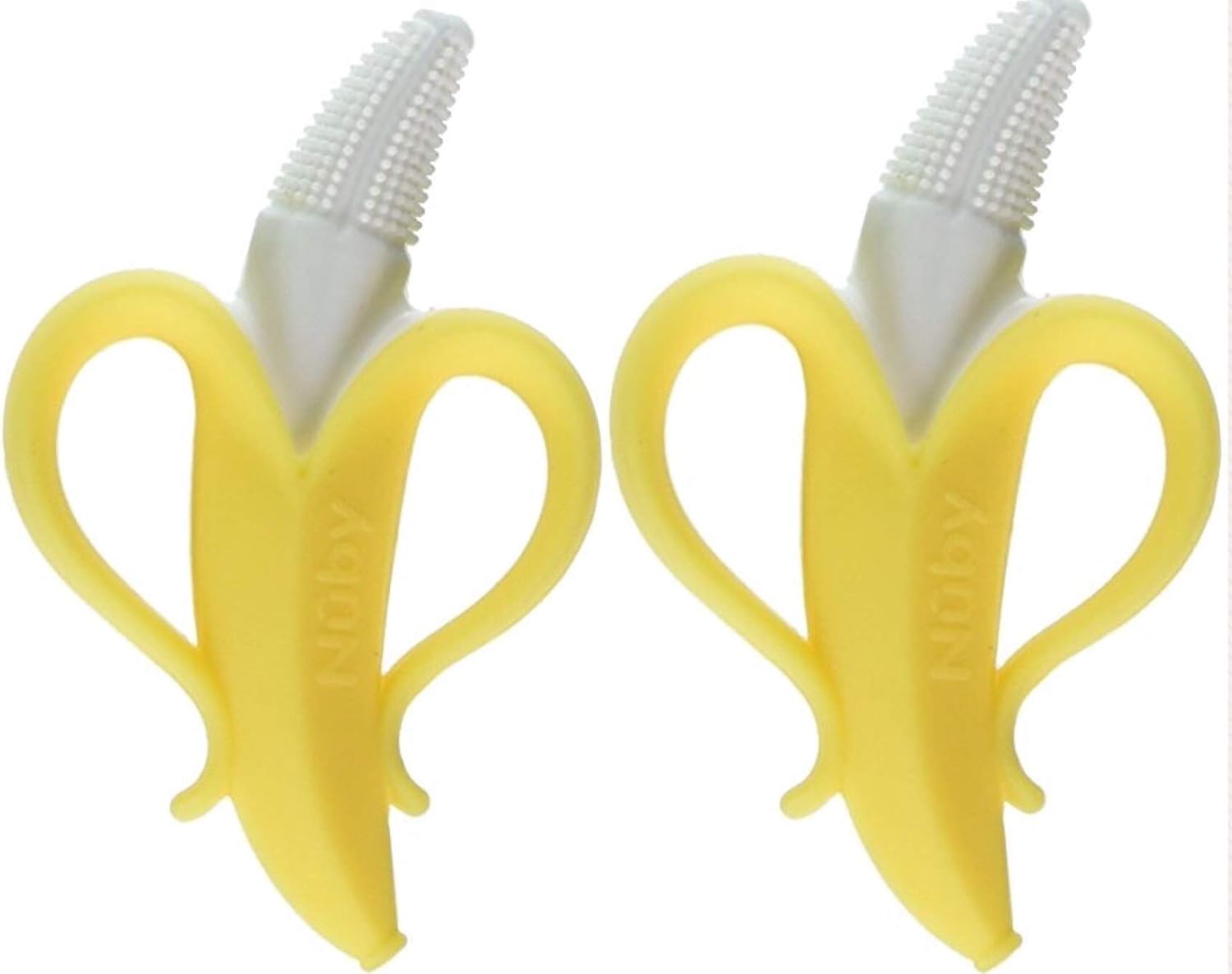 230322143937577_1 Nuby Nananubs Banana Massaging Toothbrush, Yellow - Image 1